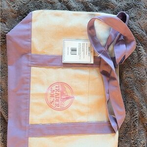 Trader Joe's Canvas Tote Bag - Cream and Lavender large tote